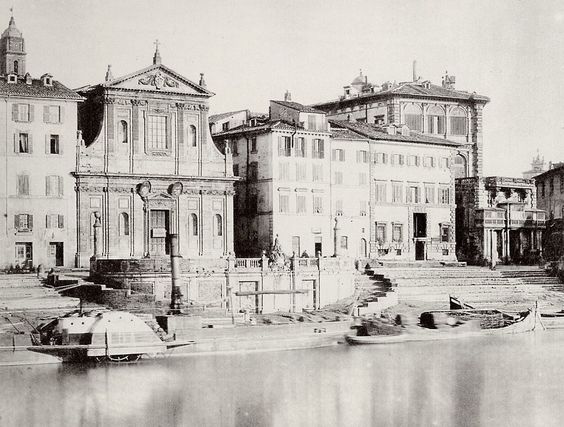 Old photograph (1865) of the Porto di Ripetta, Rome 