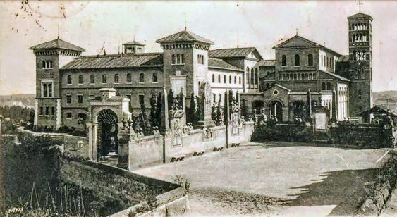 Old photograph of the Abbey of Sant' Anselmo all' Aventino, Rome