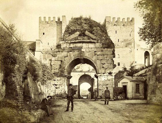 Old photograph of the Arch of Drusus, Rome
