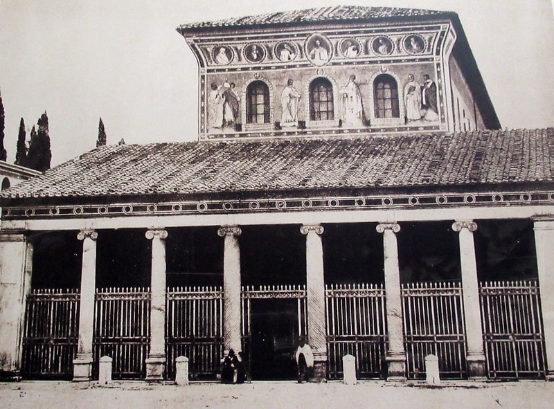 Old photograph of the church of San Lorenzo fuori le Mura, Rome