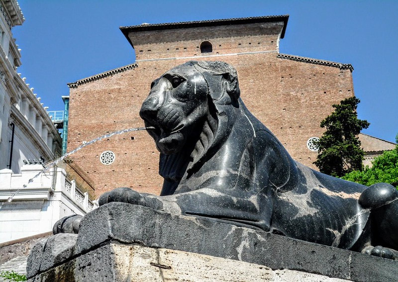 One of the two Fountains of the Egyptian Lions, Cordonata del Campidoglio, Rome