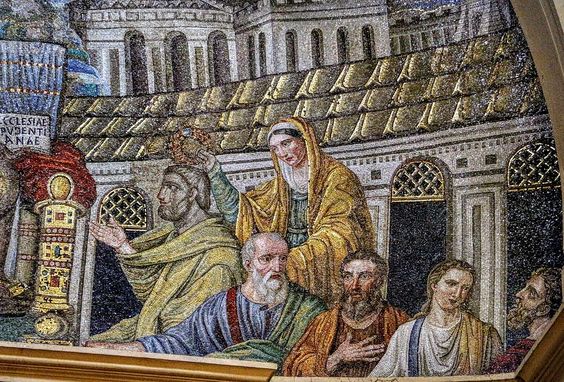 Paleochristian mosaic, church of Santa Pudenziana, Rome