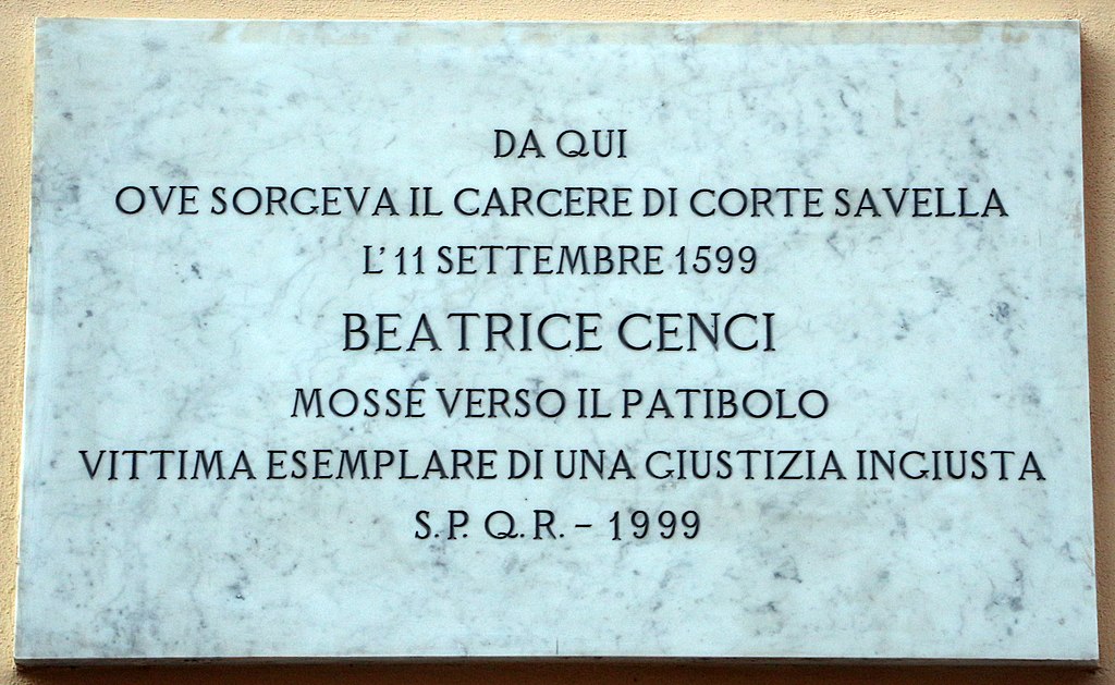 Plaque to Beatrice Cenci, Via di Monserrato, Rome