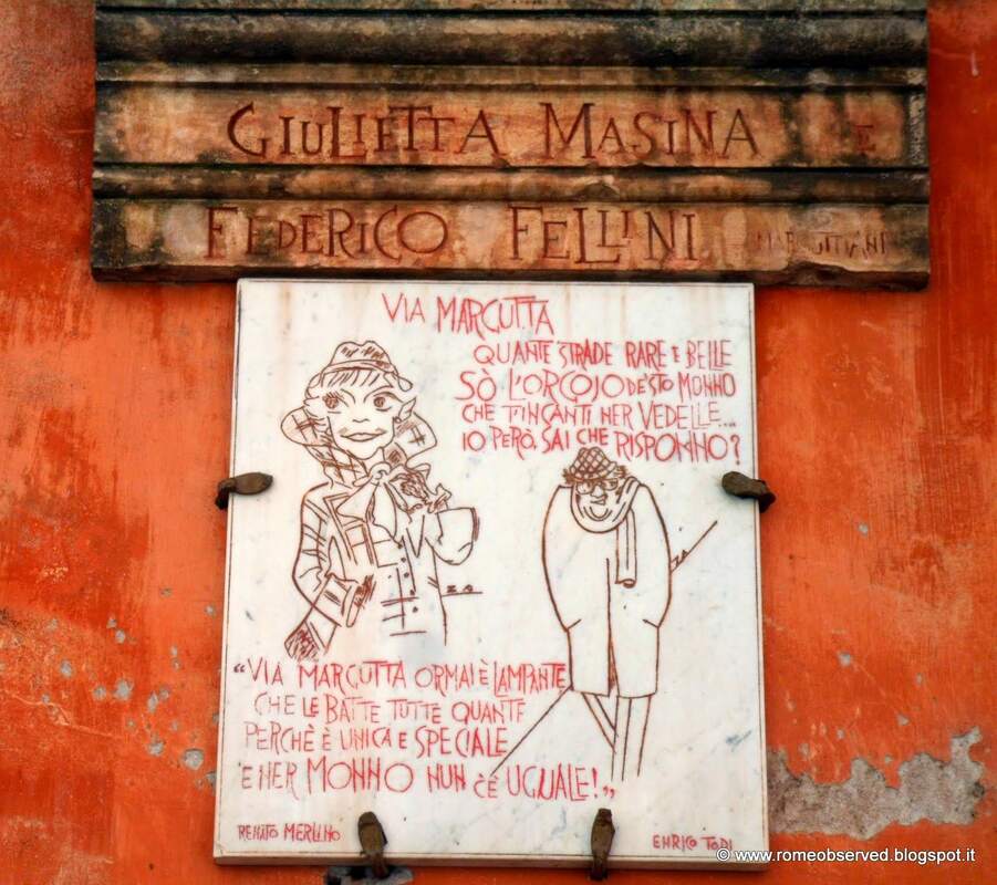 Plaque to Federico Fellini and Giulietta Masina, Via Margutta, Rome