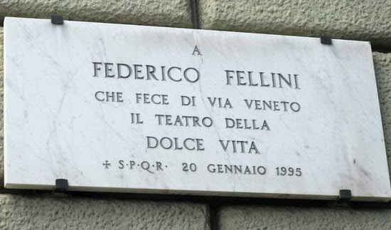 Plaque to Federico Fellini, Via Vittorio Veneto, Rome