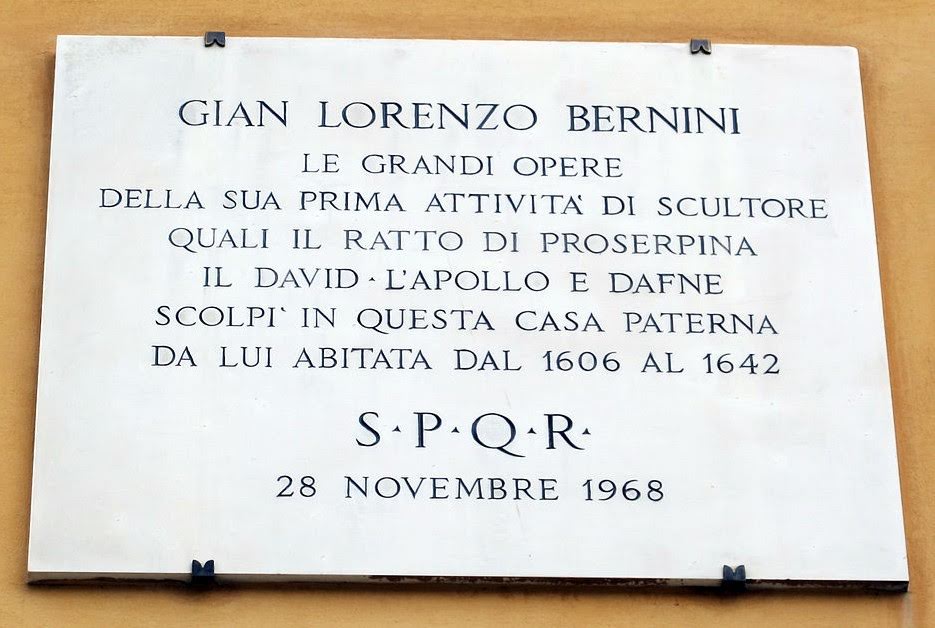 Plaque to Gian Lorenzo Bernini, Via Liberiana, Rome