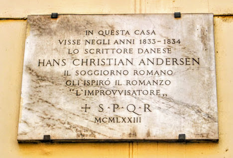Plaque to Hans Christian Anderson, Via Sistina, Rome