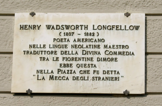 Plaque to Henry Wadsworth Longfellow, Piazza Santa Maria Novella, Florence