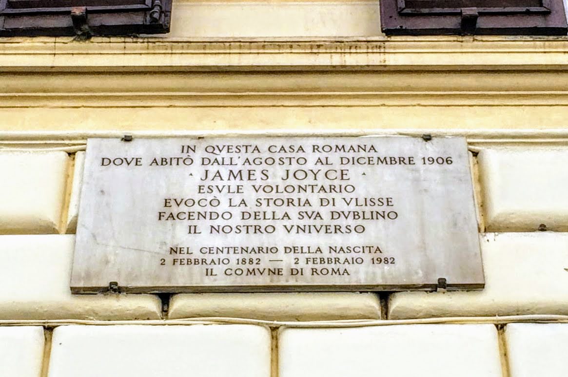 Plaque to James Joyce, 52 Via Frattina, Rome