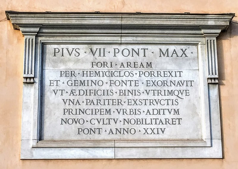 Plaque to Pius VII, Piazza del Popolo, Rome