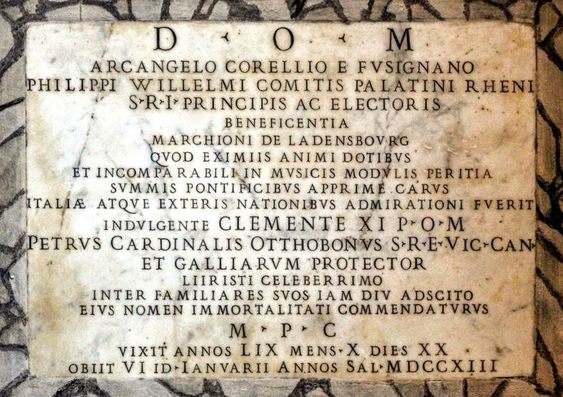 Plaque to the Baroque composer Arcangelo Corelli (1653-1713), the Pantheon, Rome