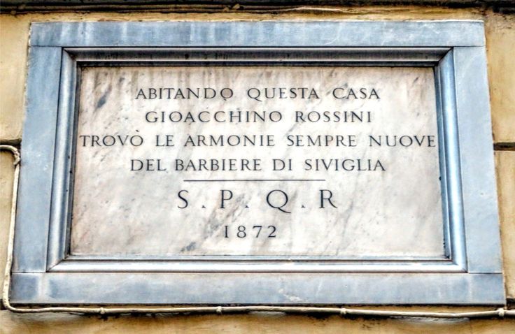 Plaque to the composer Gioacchino Rossini, Via dei Leutari, Rome