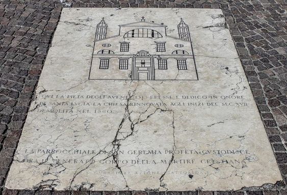 Plaque to the demolished church of Santa Lucia, Venice