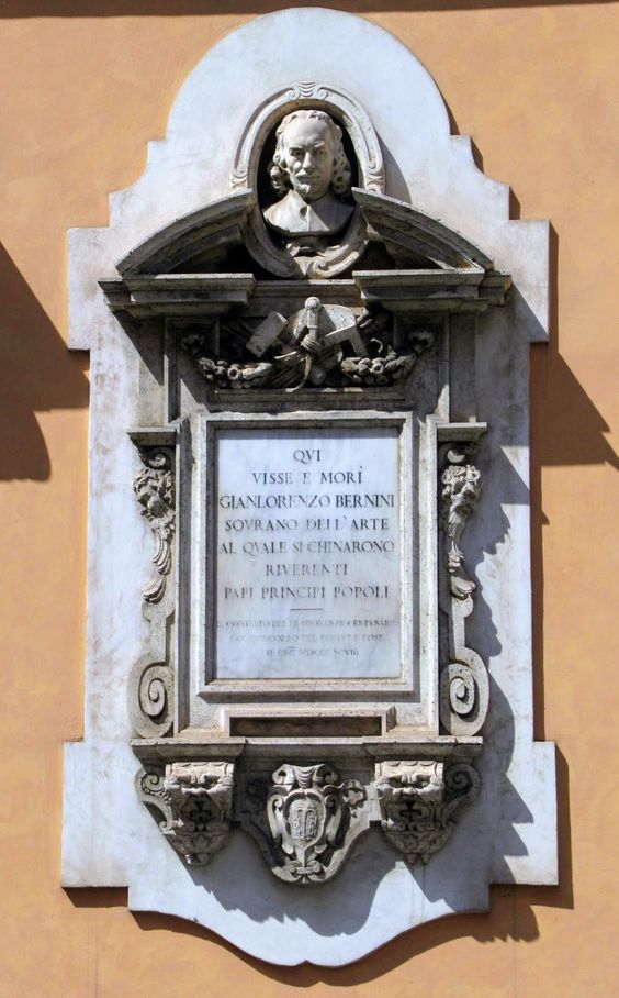 Plaque to the sculptor Gian Lorenzo Bernini, Via della Mercede, Rome