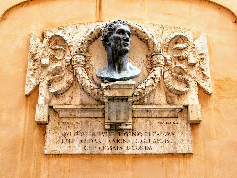 Plaque and bust to Antonio Canova, Rome