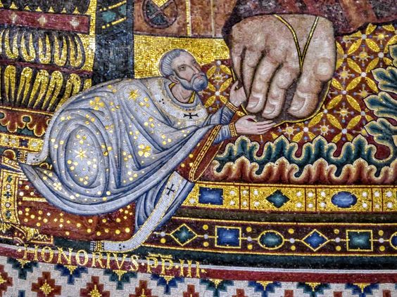 Pope Honorius III (r. 1216-27), a detail of the mosaic in the apse of the church of San Paolo fuori le Mura, Rome