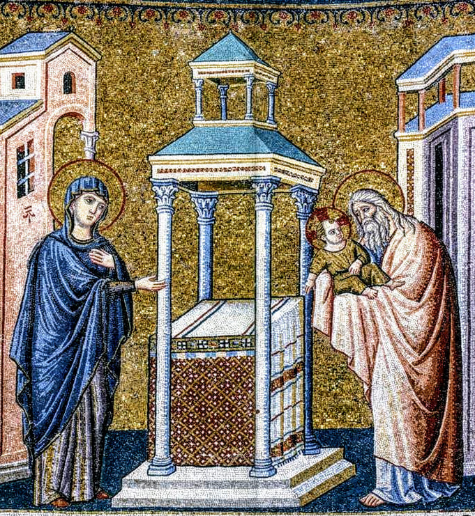 Presentation in the Temple, mosaic by Pietro Cavallini, Santa Maria in Trastevere, Rome