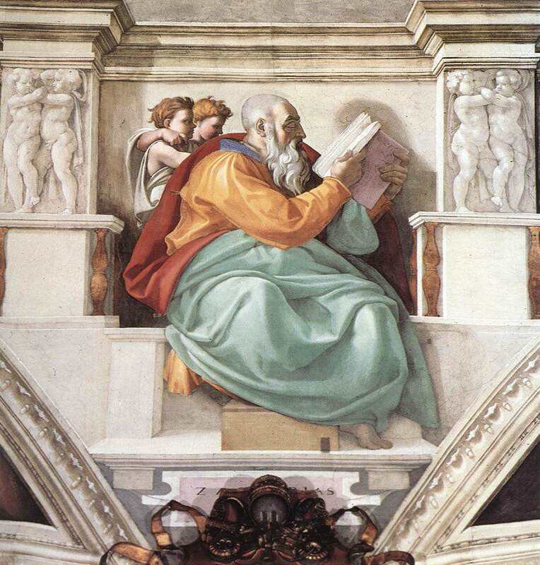 Prophet Zechariah, fresco by Michelangelo, Sistine Chapel