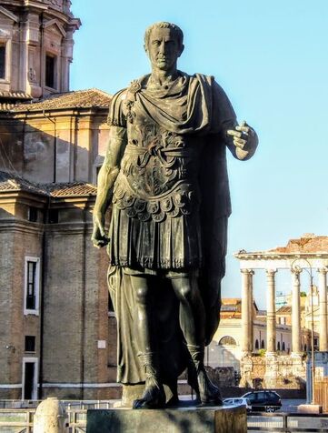20th century bronze statue of Julius Caesar, Via dei Fori Imperiali, Rome