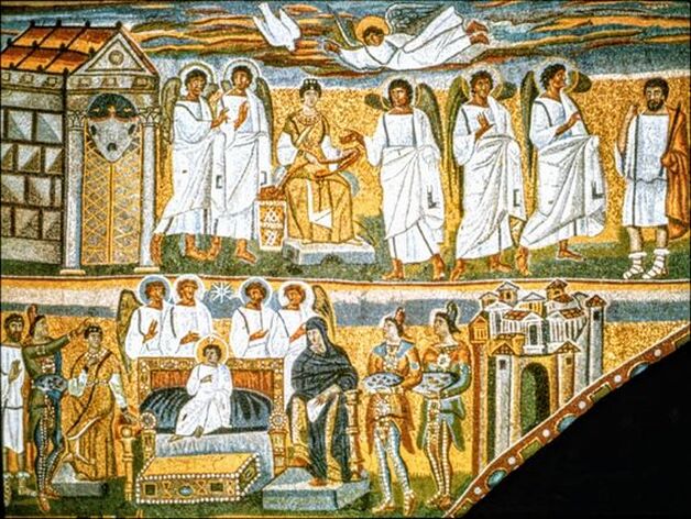 5th century mosaic of the Annunciation (upper tier), Church of Santa Maria Maggiore, Rome