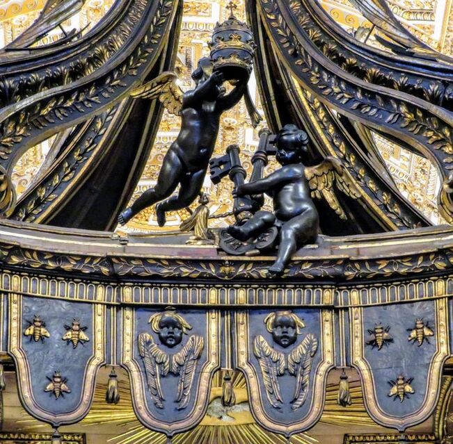 A detail of the Baldacchino, St Peter's Basilica, Rome.
