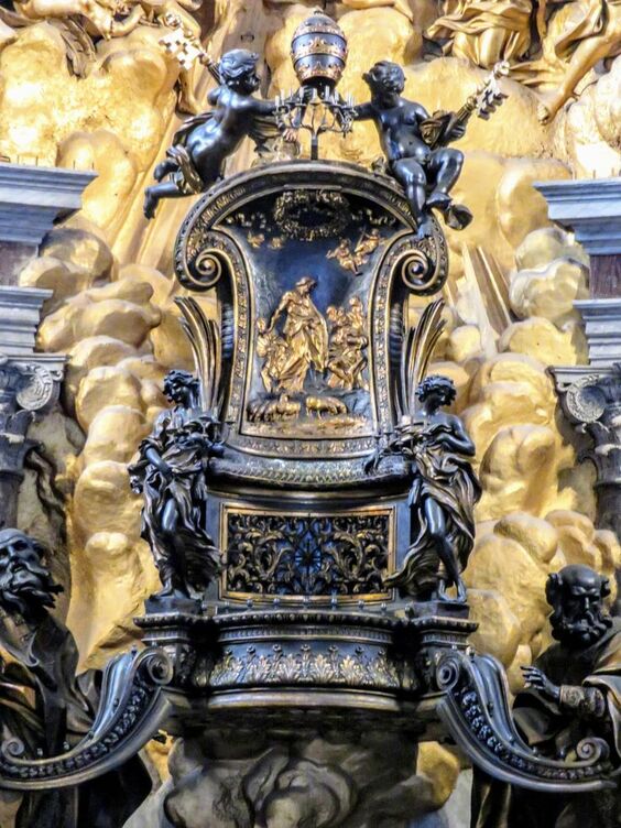 A detail of the Cathedra Petri (Chair of St Peter), St Peter's Basilica, Rome