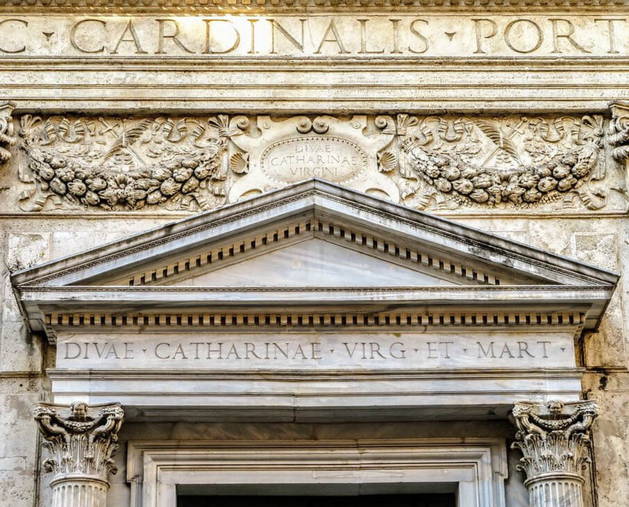 A detail of the facade of the church Santa Caterina dei Funari, Rome