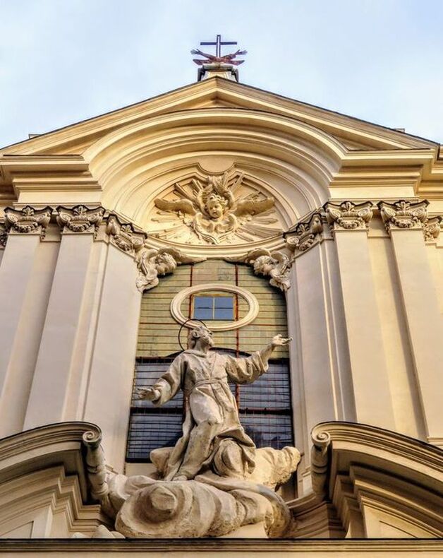 A detail of the facade of the church Ss Stimmate di San Francesco, Rome
