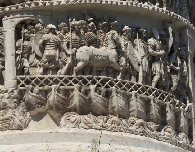 A detail of the reliefs on the Column of Marcus Aurelius, Rome