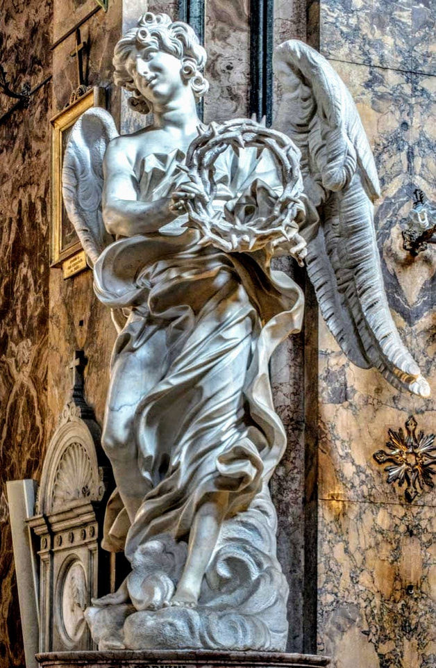 Angel with Crown of Thorns by Bernini, church of Sant' Andrea delle Fratte, Rome