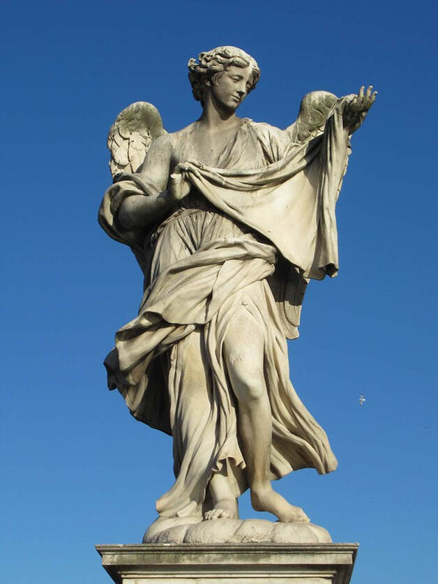 Angel with Veronica's Veil (Sudarium) by Cosimo Fancelli, Ponte Sant' Angelo, Rome.