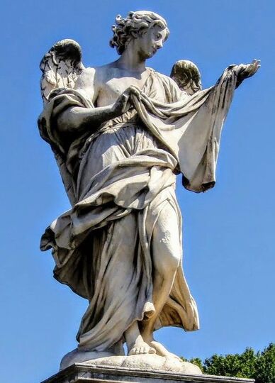 Angel with Veronica's Veil (Sudarium) by Cosimo Fancelli, Ponte Sant' Angelo, Rome