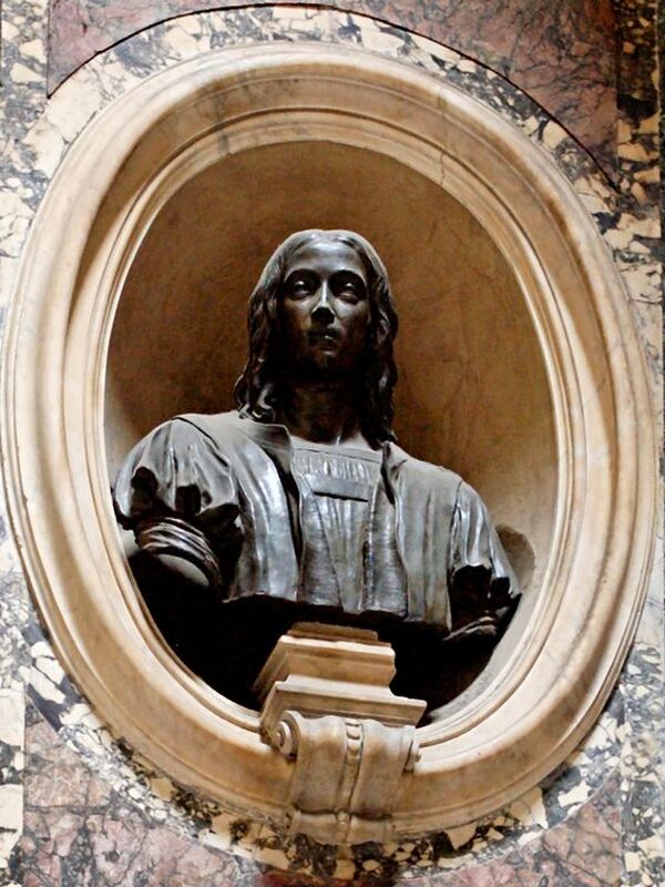 Bronze bust of Raphael by Giuseppe de Fabris, the Pantheon, Rome