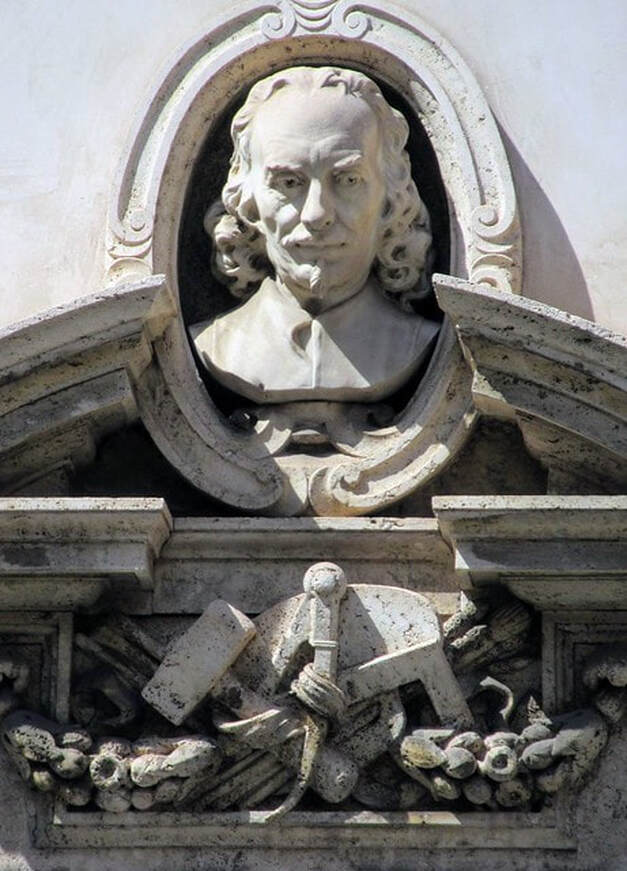 Bust of Gian Lorenzo Bernini by Ettore Ferrari, Via della Mercede, Rome 