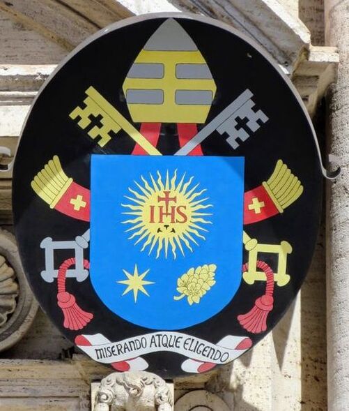 Coat of arms of Pope Francis (r. 2013-), Chiesa del Gesu, Rome