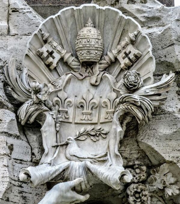 Coat of arms of Pope Innocent X (r. 1655-67), Fountain of the Four Rivers, Rome