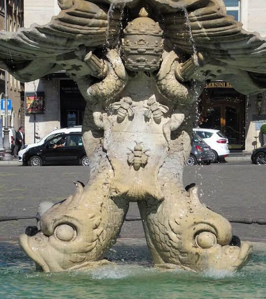 Coat of arms of Pope Urban VIII, Triton Fountain, Rome 