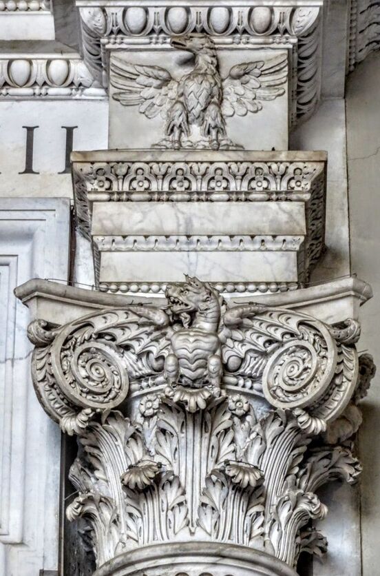 Column capital with dragon, Portico, St Peter's Basilica, Rome