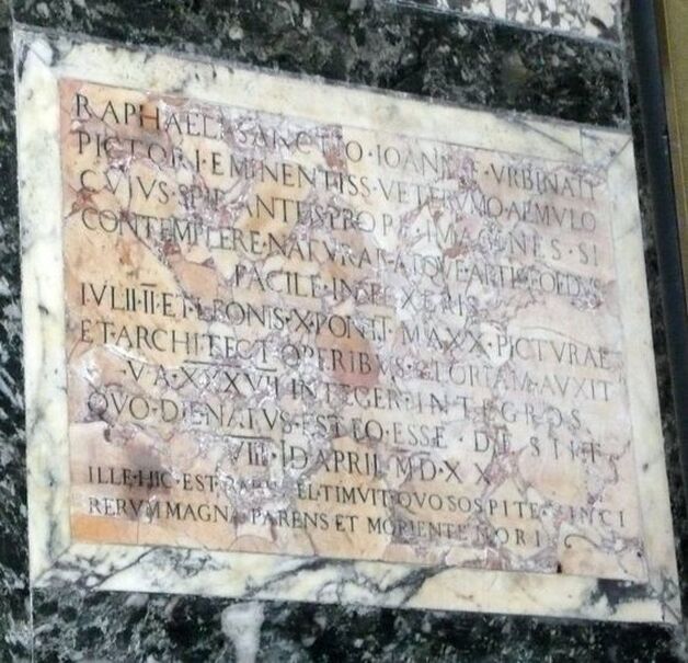 Epitaph to Raphael, Pantheon, Rome