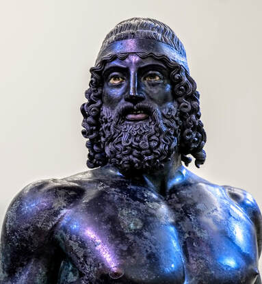 Head of one of the Riace Bronzes, Archaeological Museum of Reggio Calabria