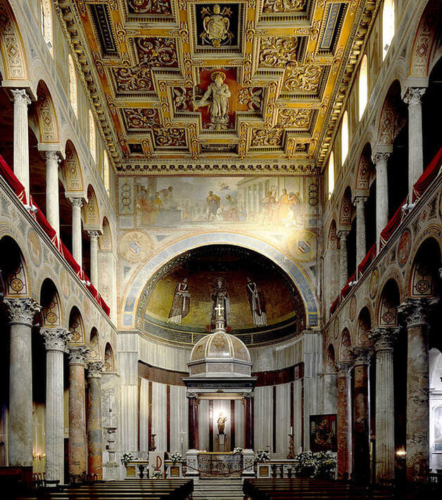 Interior of the church of Sant' Agnese fuori le Mura, Rome