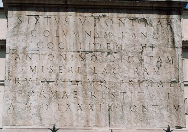 Latin Inscription, Column of Marcus Aurelius, Rome