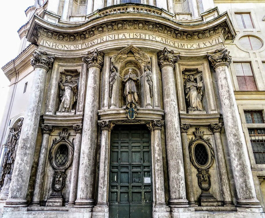 Lower facade, church of San Carlo alle Quattro Fontane, Rome