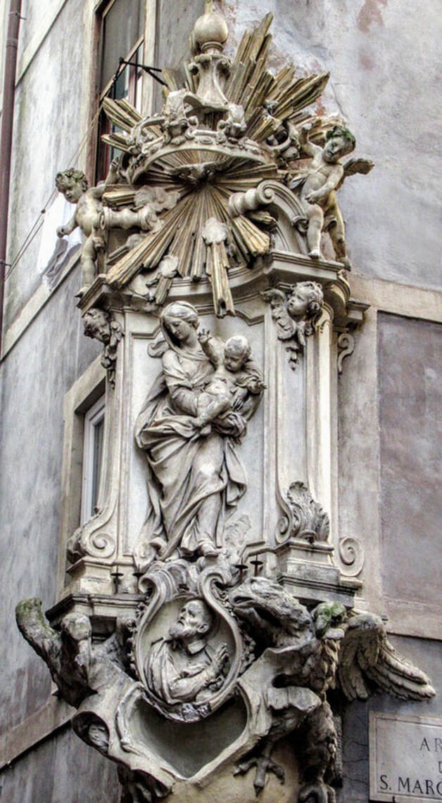 Madonna and Child with San Filippo Neri, 1716, Via del Pellegrino, Rome