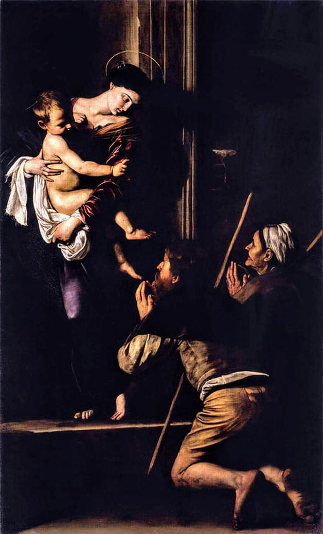 Madonna dei Pellegrini by Caravaggio, Sant' Agostino, Rome