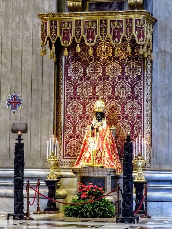  Medieval statue of St Peter dressed up for the Feast of St Peter and St Paul, St Peter's Basilica, Rome