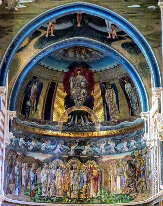 Mosaics by Edward Burne-Jones, apse of St Paul's Within the Walls, Rome