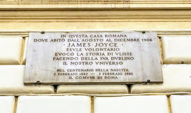 Plaque to James Joyce, 52 Via Frattina, Rome