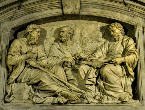 Relief by Cosimo Fancelli, Santa Maria in Via Lata, Rome