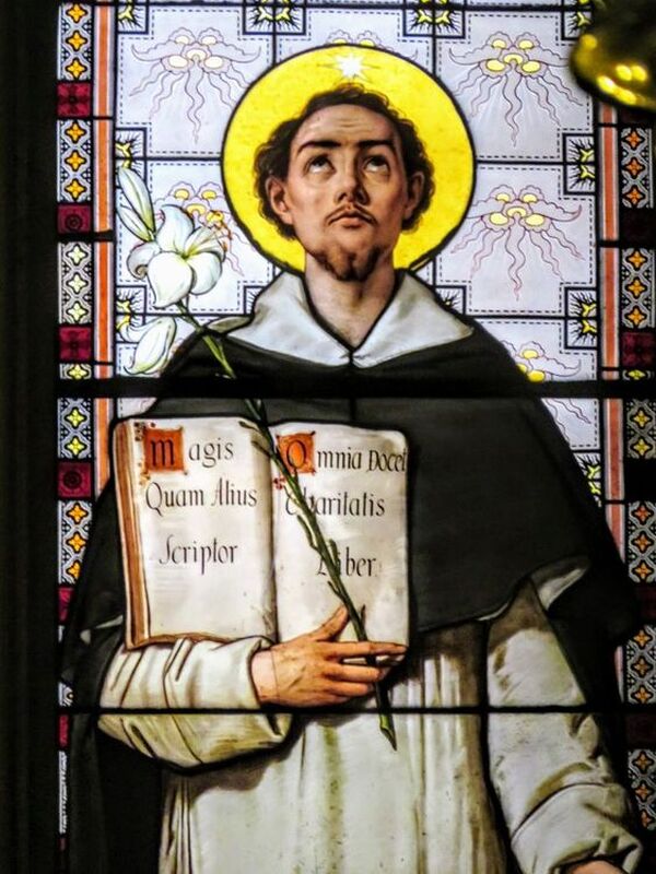 St Thomas Aquinas, stained glass window in the church of Santa Maria sopra Minerva, Rome